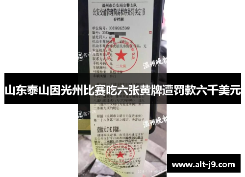 山东泰山因光州比赛吃六张黄牌遭罚款六千美元