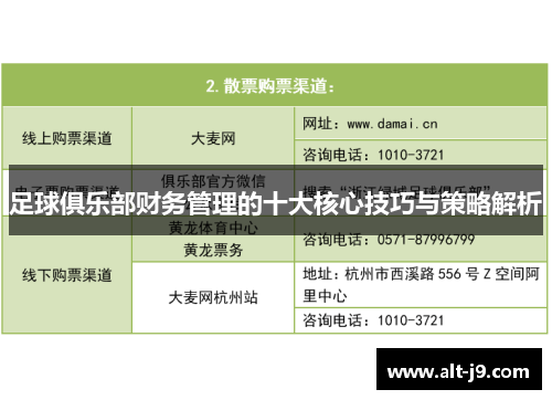 足球俱乐部财务管理的十大核心技巧与策略解析